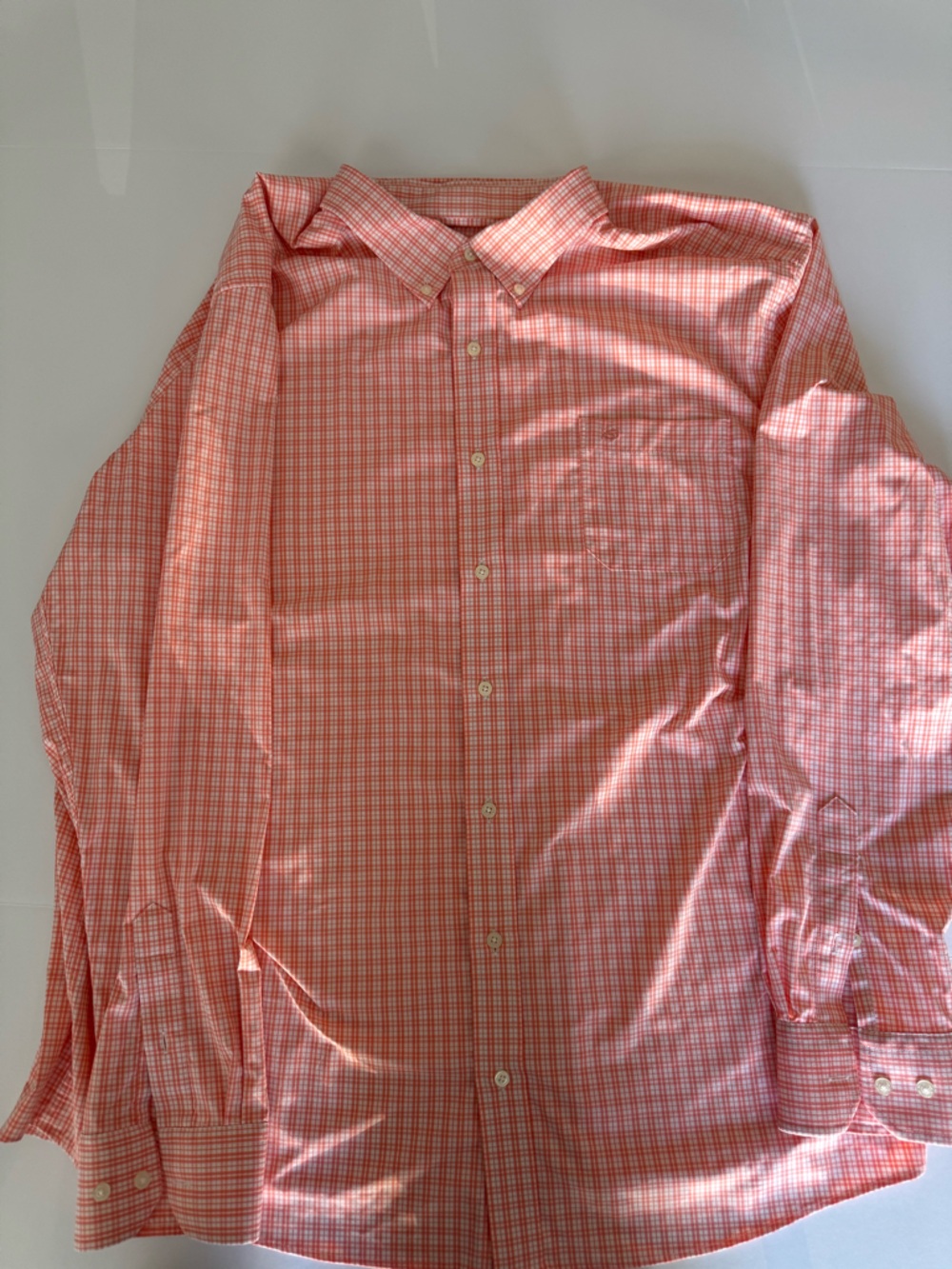Southern Tide Men's Orange Check Performance Fabric Button-Down Shirt Size XXL